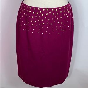 Antonio Melani fuchsia w gold accent studded skirt